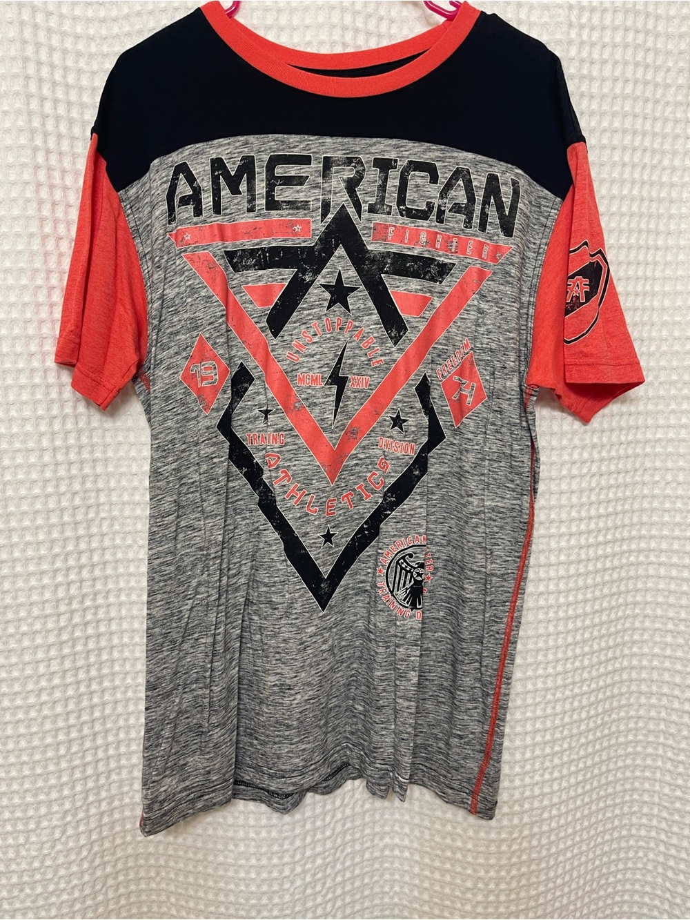 American Fighter Gray & Coral Athletic Graphic Tee